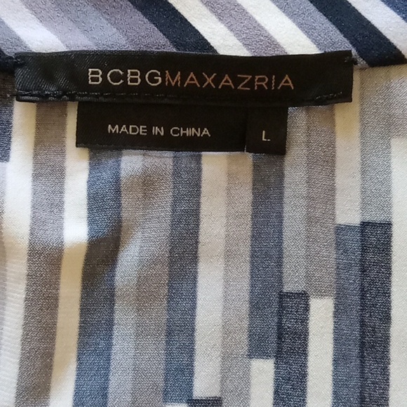 BCBGMaxAzria BCBG wrap style stripe quarter sleeve stretchy blouse top - Picture 4 of 8